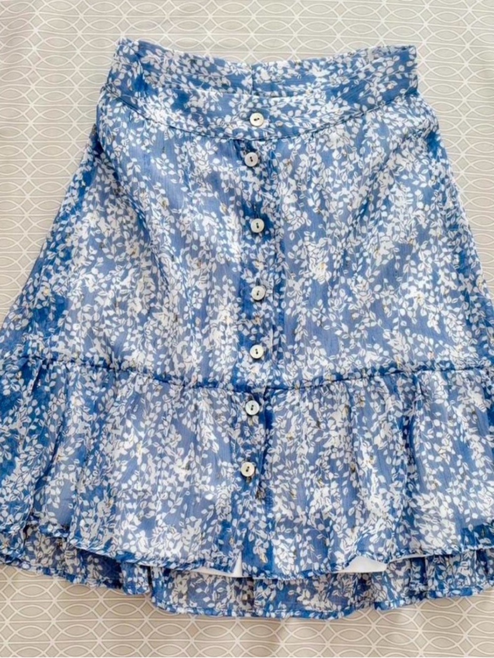 Blue Floral Button-Front Women’s Skirt